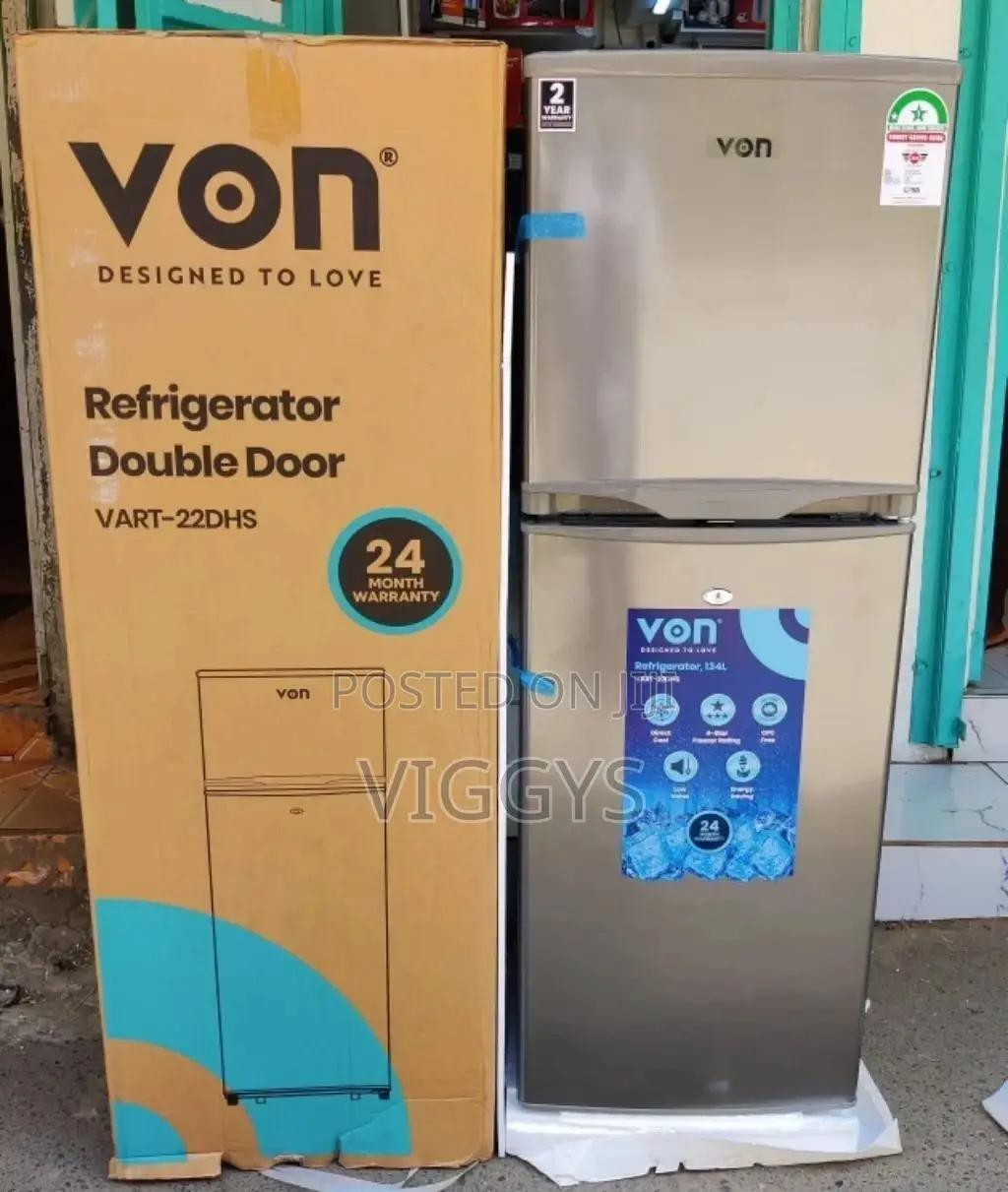 150 Litre Double Door Fridge Von
