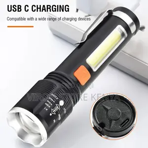 XHP50 Zooming Flashlight Security Bright Torch Pocket Size