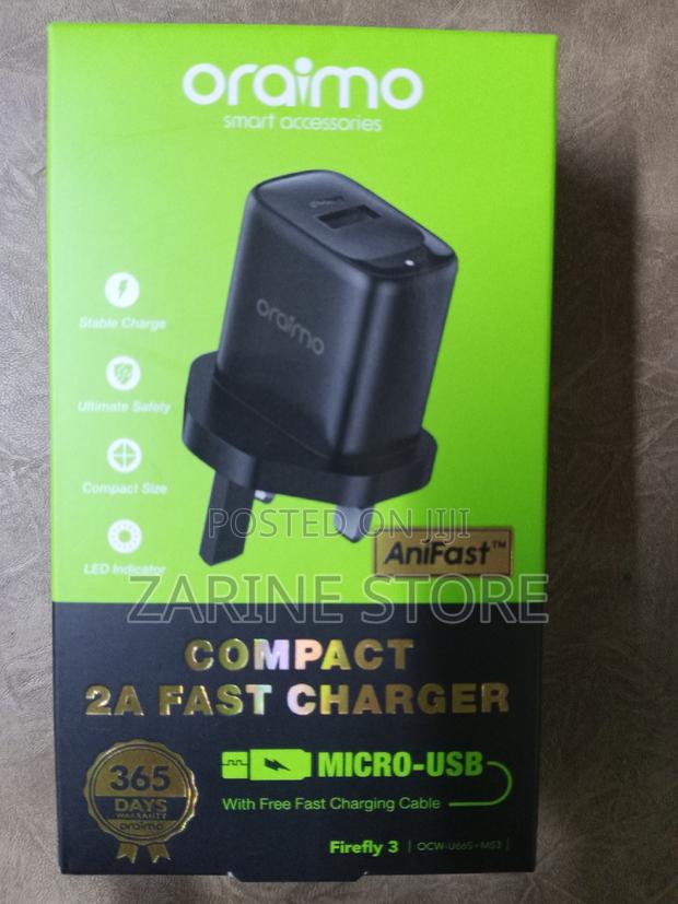 Oraimo Compact 2A Fast Charger. Micro USB - main view