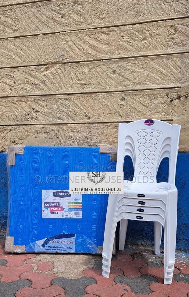 Kenpoly Plastic Table and Armless Plastic Chairs Set