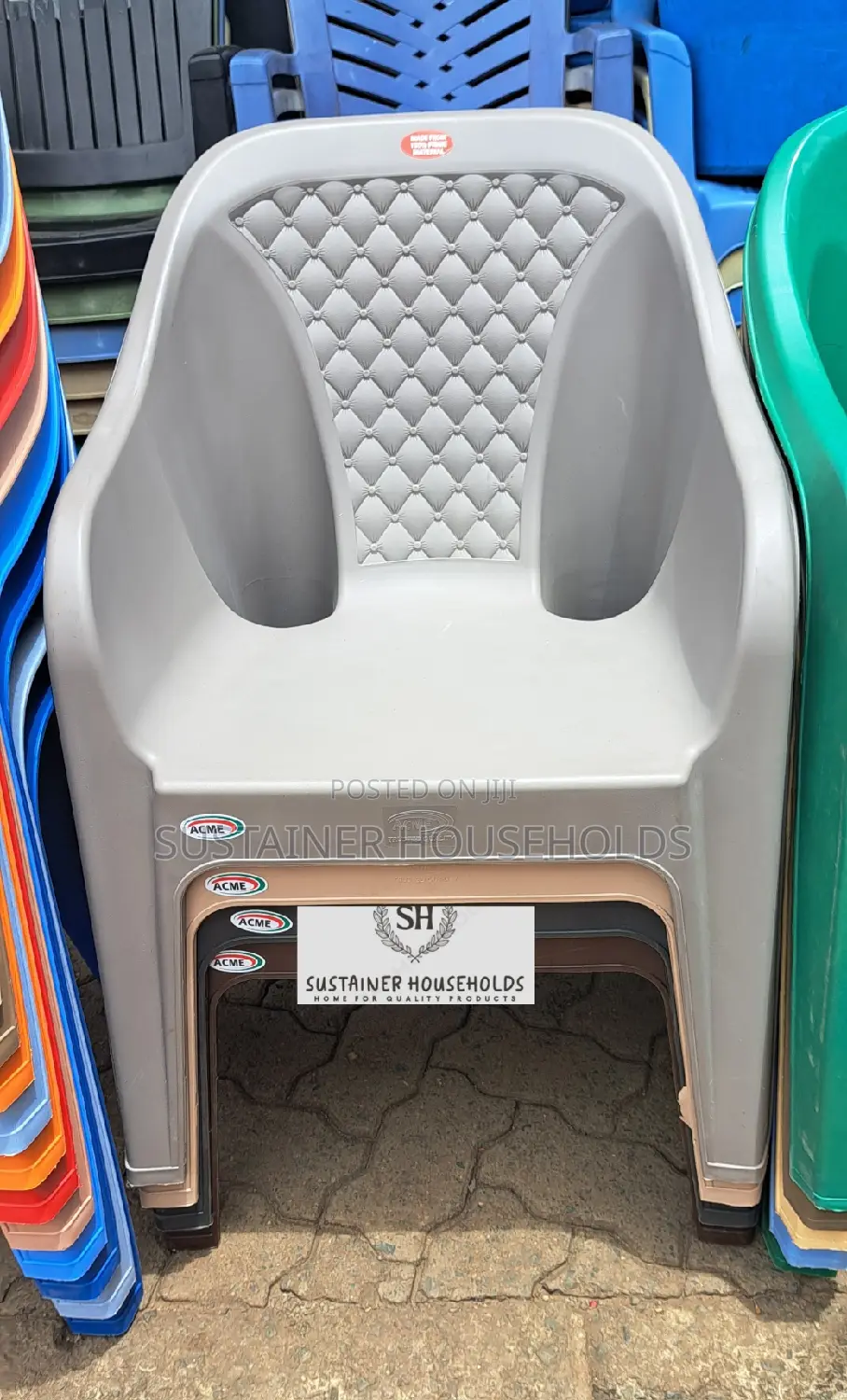 Grey Acme Plastic Chairs for Adults