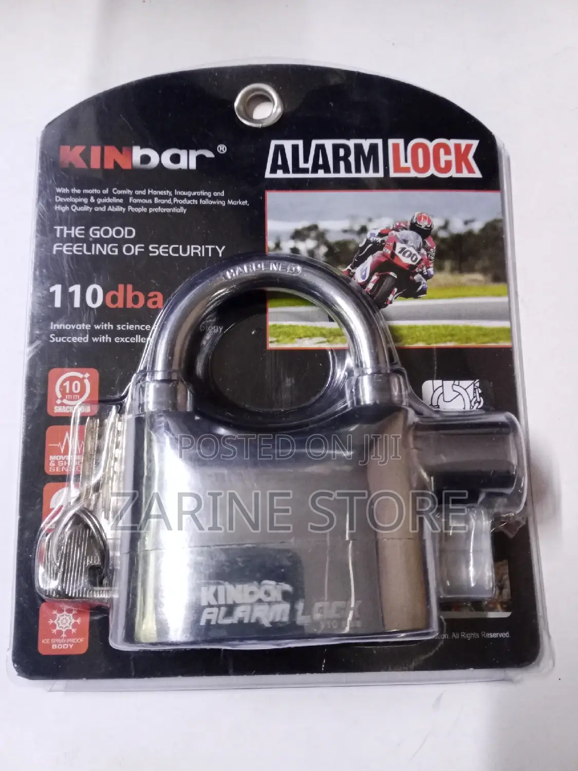 Alarm Padlock, Water Resistant, Lr44 Batteries, 3keys