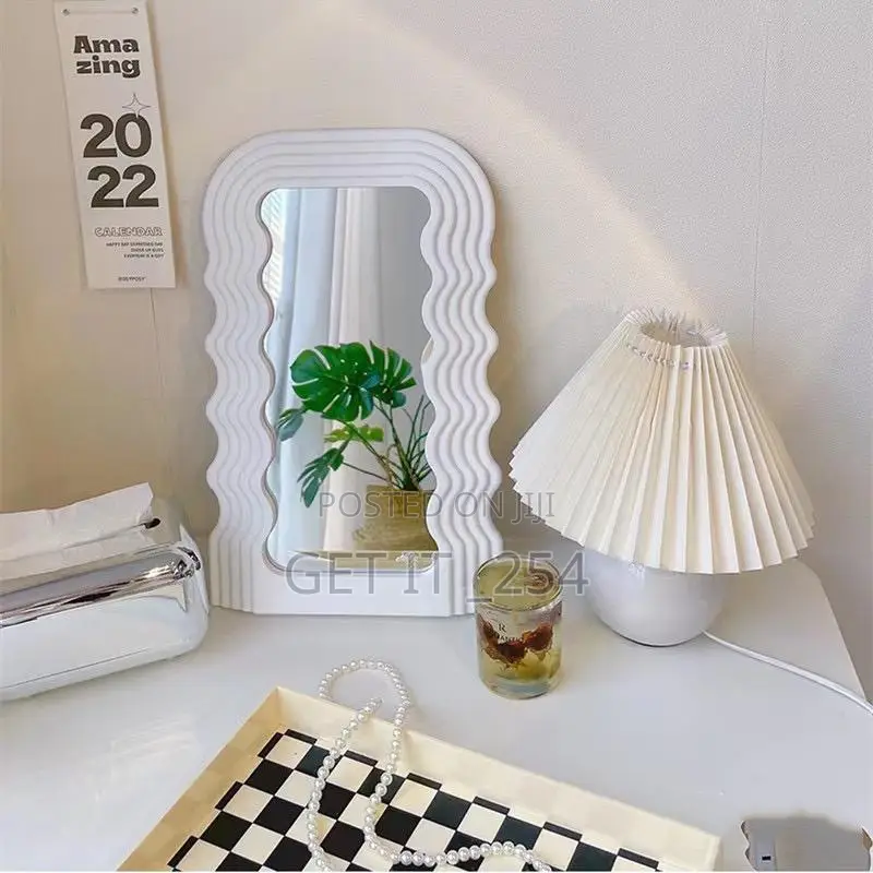 Table Top Wavy Mirror . Gold,Black White Available