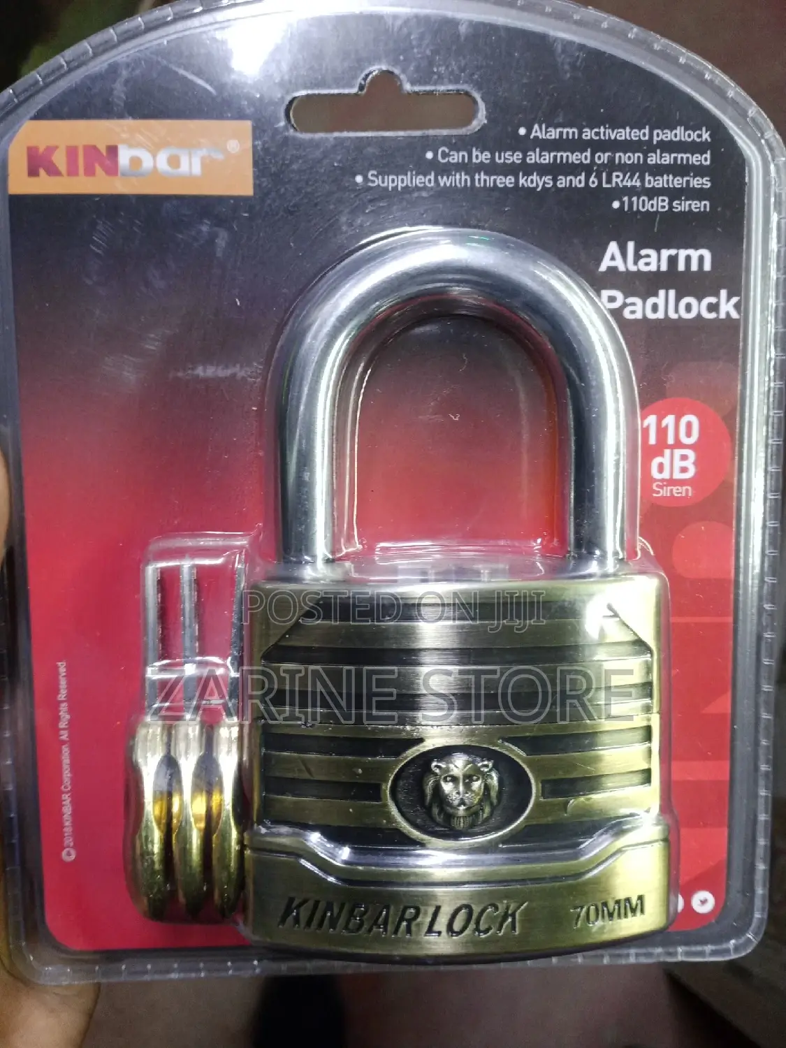Kinbar 70mm Alarm Padlock 3 Keys Padlock