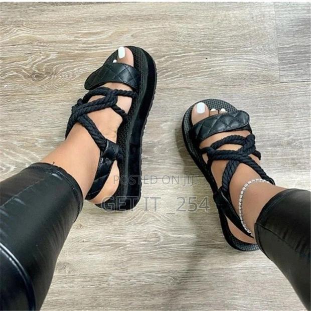Rope and Quilted Straps Sandals - thumbnail 3
