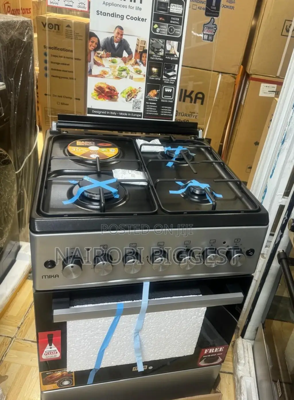 Mika 60 By 60 Standing 3gas+1electric Cooker Silver