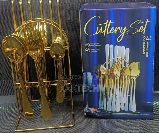 Golden Cutlery Set 24pcs