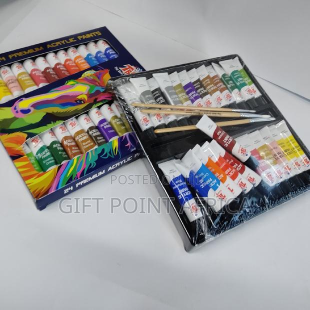 24 Pieces Acrylic Paintings With 3 Brushes - main view