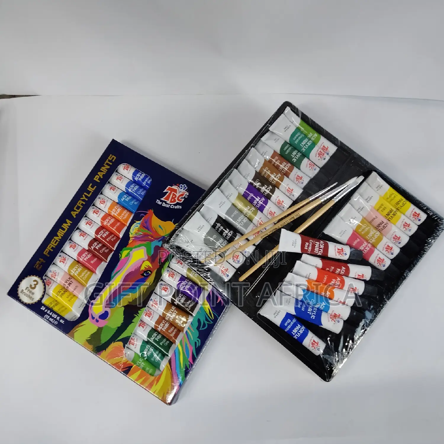 24 Pieces Acrylic Paintings Colors With 3 Brushes