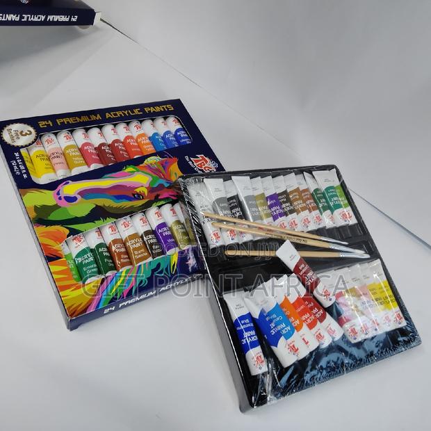 24 Pieces Acrylic Paintings Colors With 3 Brushes