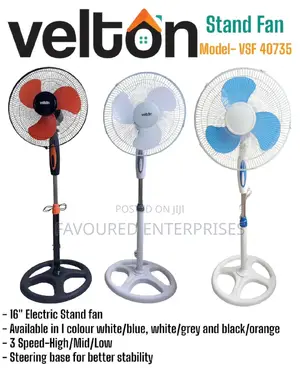 VELTON Standing Fan With Round Wide Stable Base