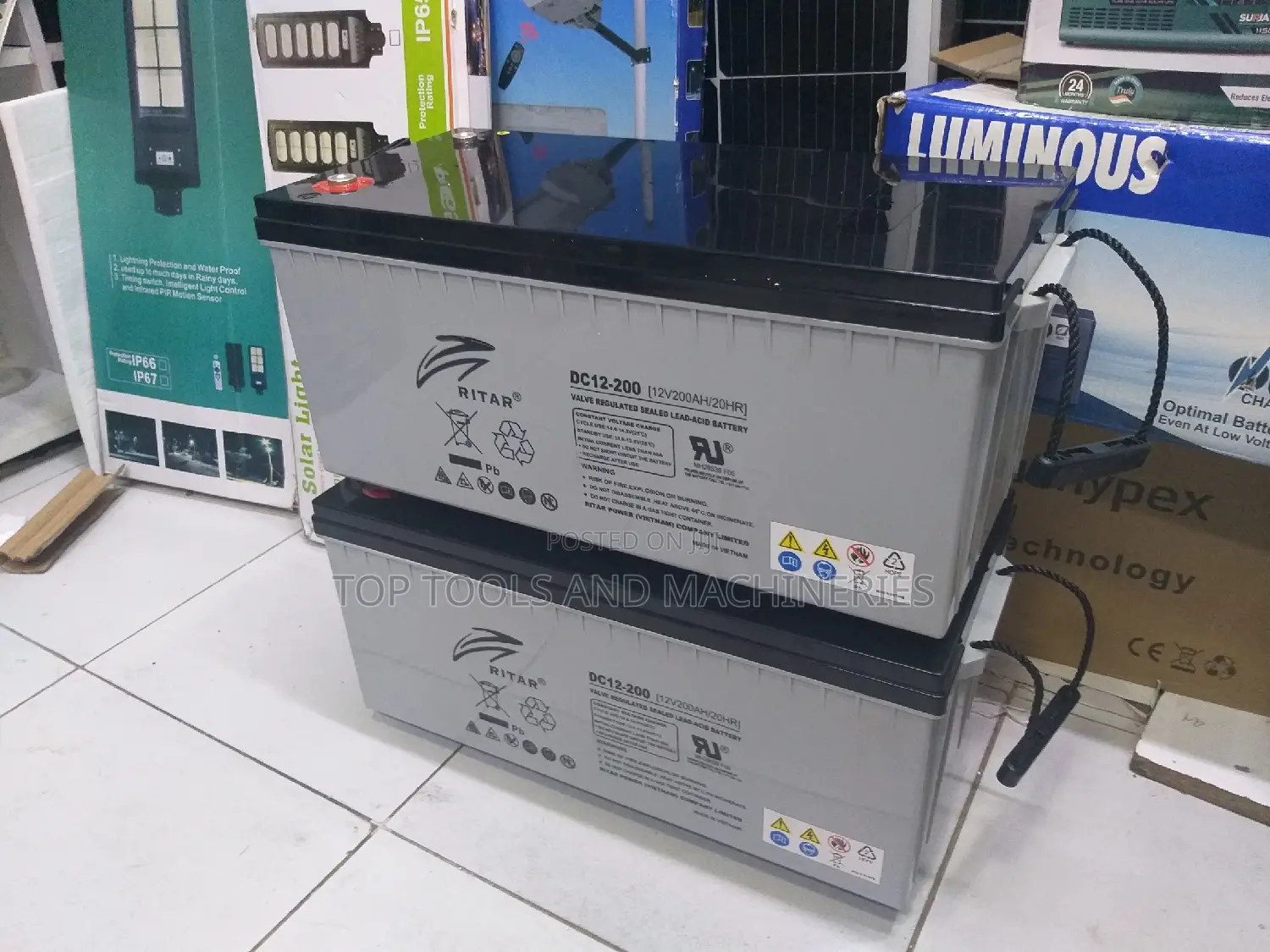 Ritar Dc12-200 12v200ah/20hrs Solar Backup Battery