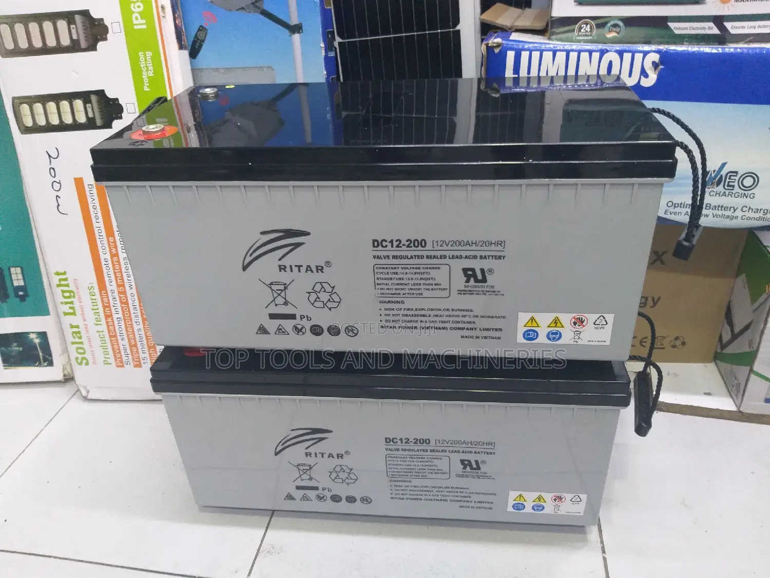 Ritar Dc12-200 12v200ah/20hrs Solar Backup Battery