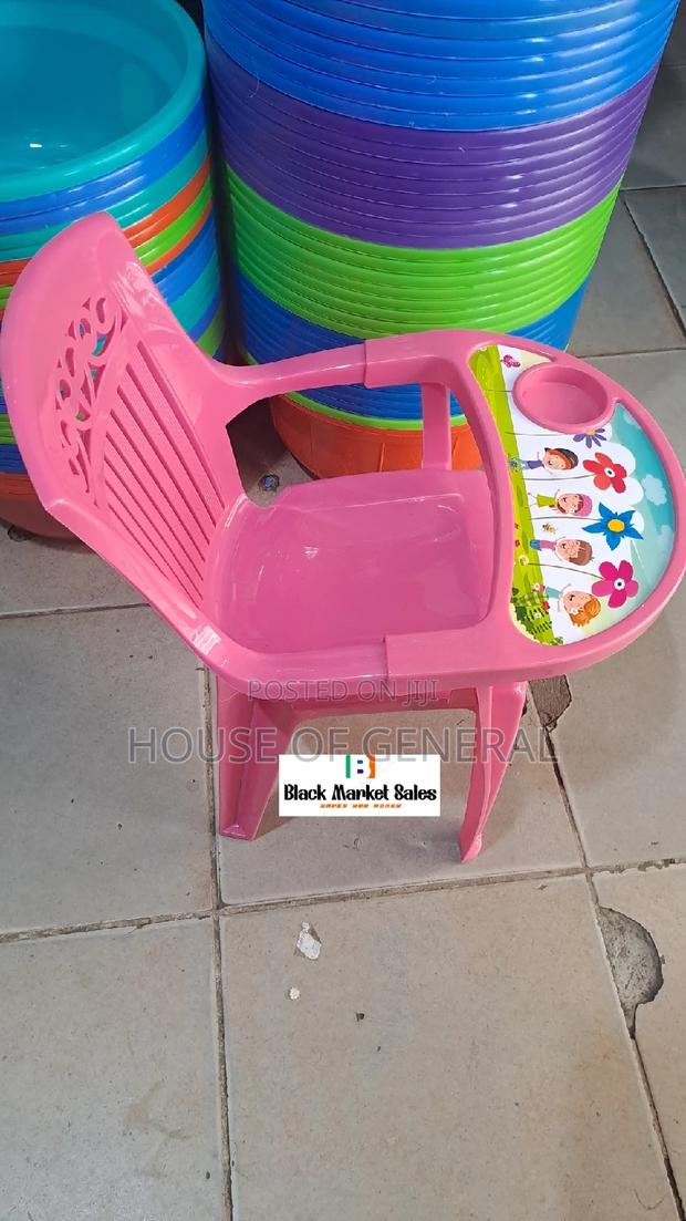 Pink Kids Feeding Plastic Chair - main view