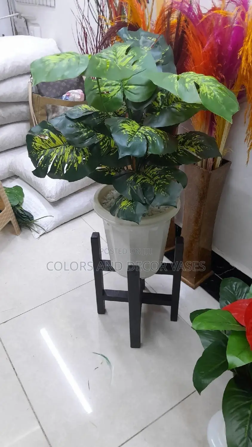 Plant, Plastic Vase and Stand 1.2m