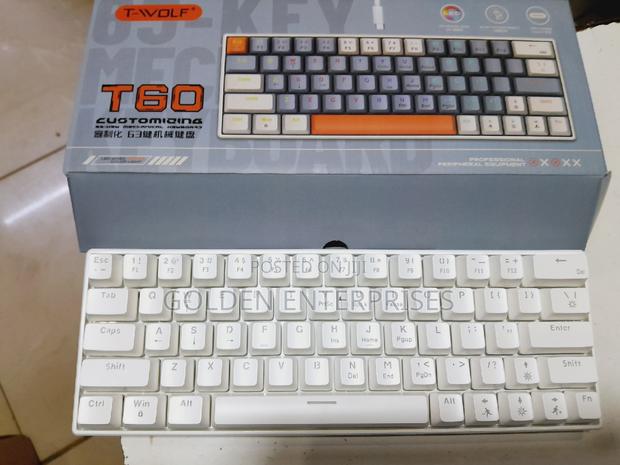 White T60 63 Key Mechanical Gaming Keyboard, RGB Back-Light