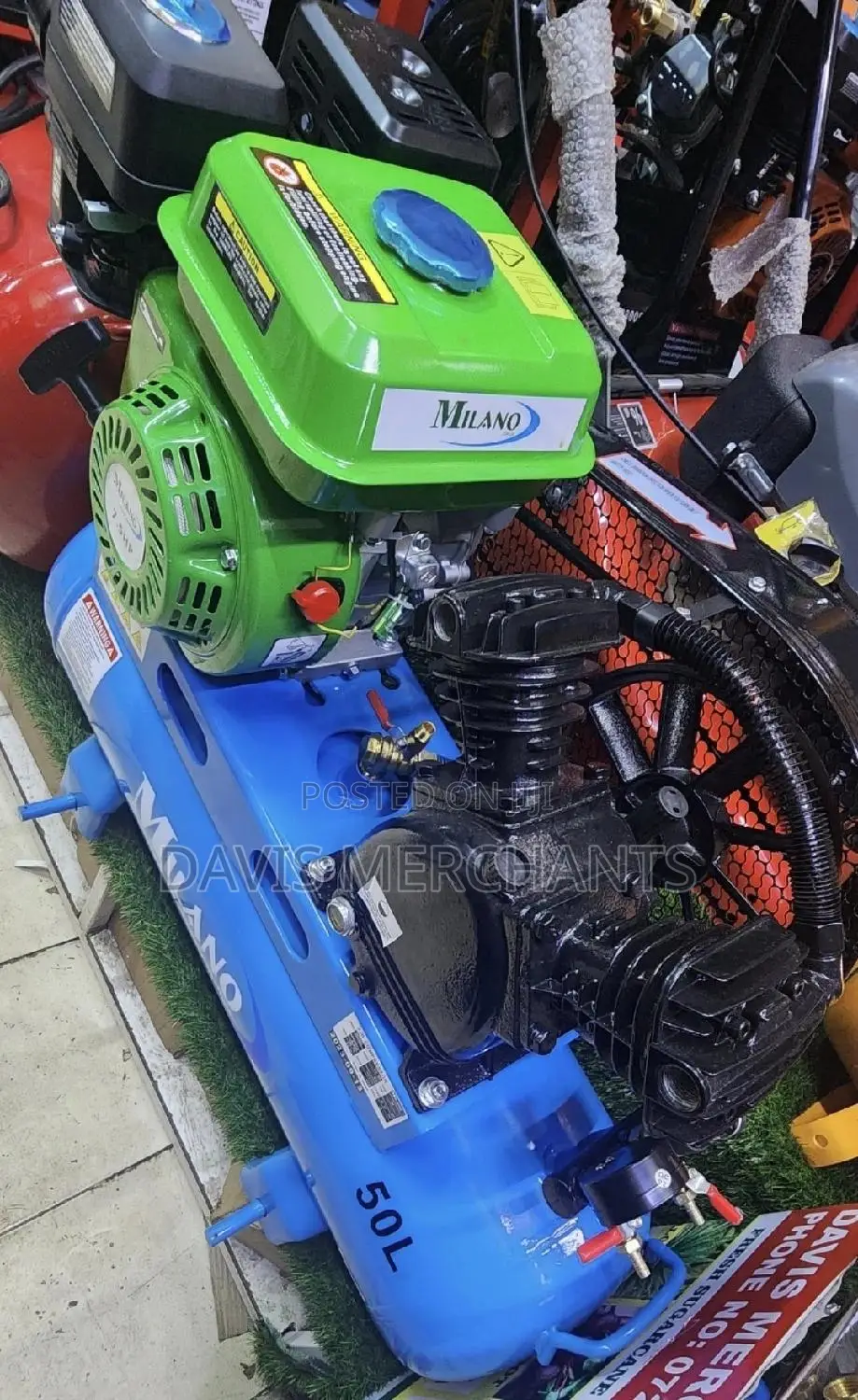 Air Compressor Machine With 50L Capacity Petrol Engine