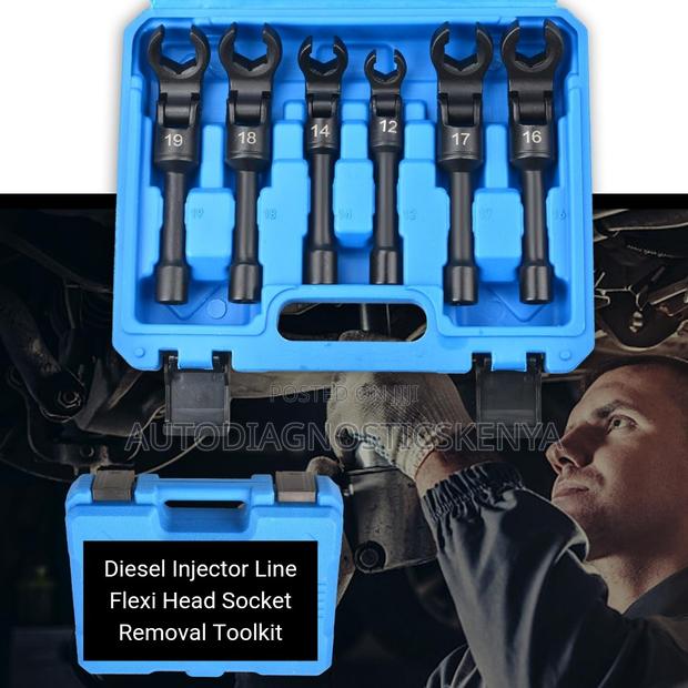 Diesel Injector Line Flexible Head Socket Removal Toolkit - main view