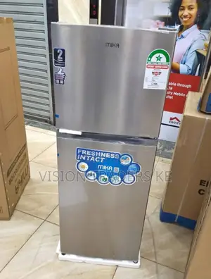 Mika 138 Liters MRDCD138XLB Double Door Fridge,Silver Inox.