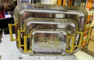 3 PCS Golden Mettalic Tray 