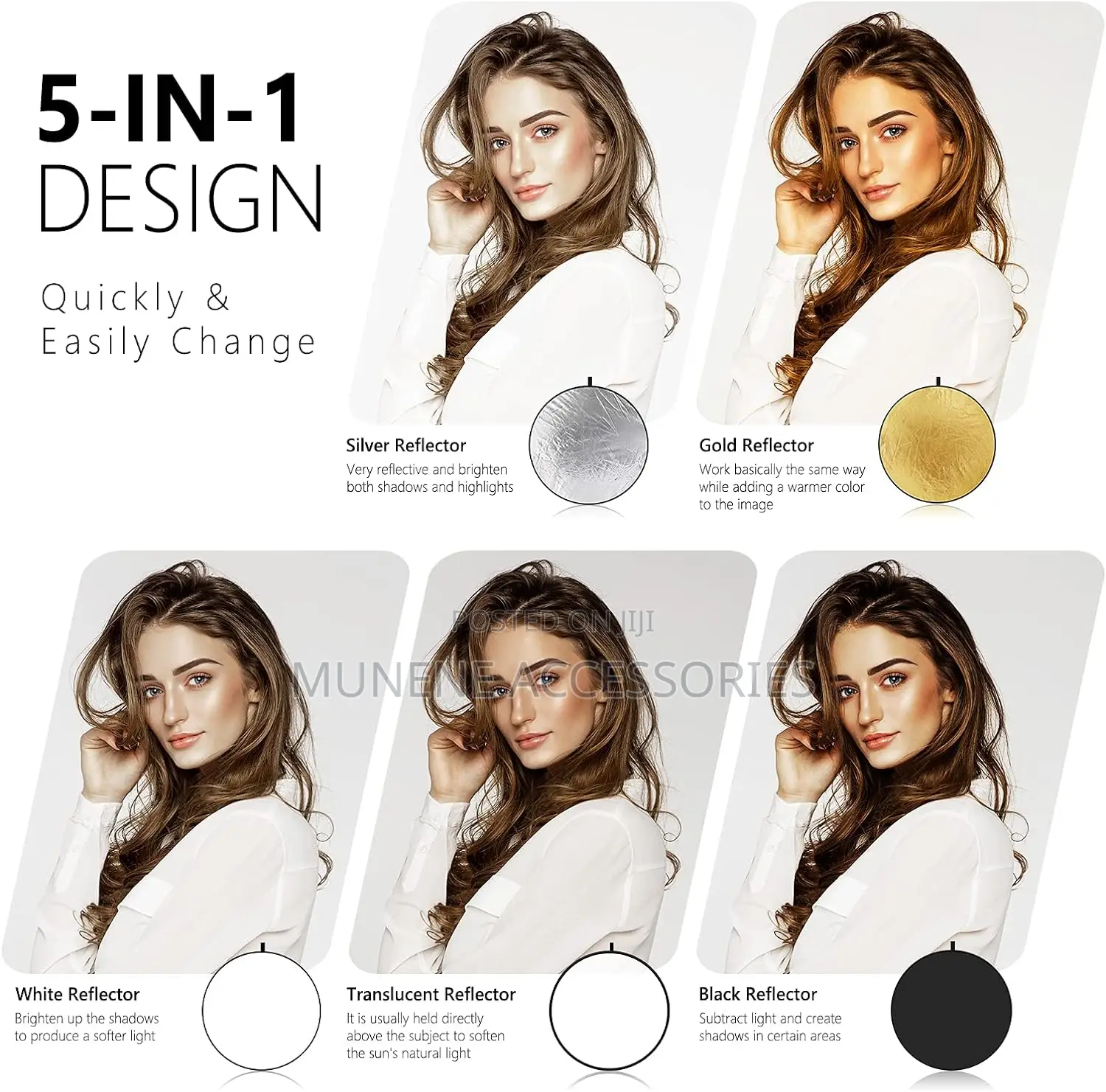 600mm 800mm 110mm 5in1 Light Diffuser Reflector Glaze Plate