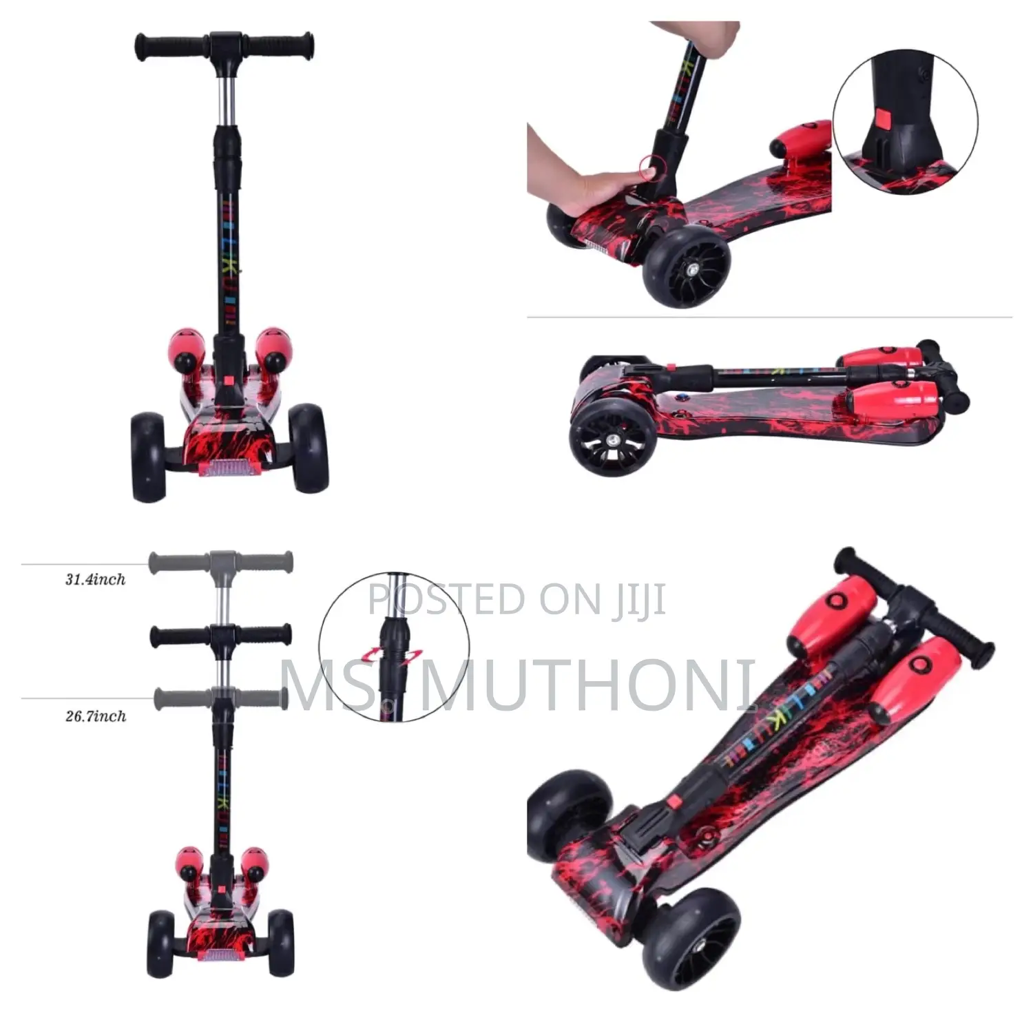3 Wheel Kick Scooter for Kids With LED Spraying Jet Bluetoot