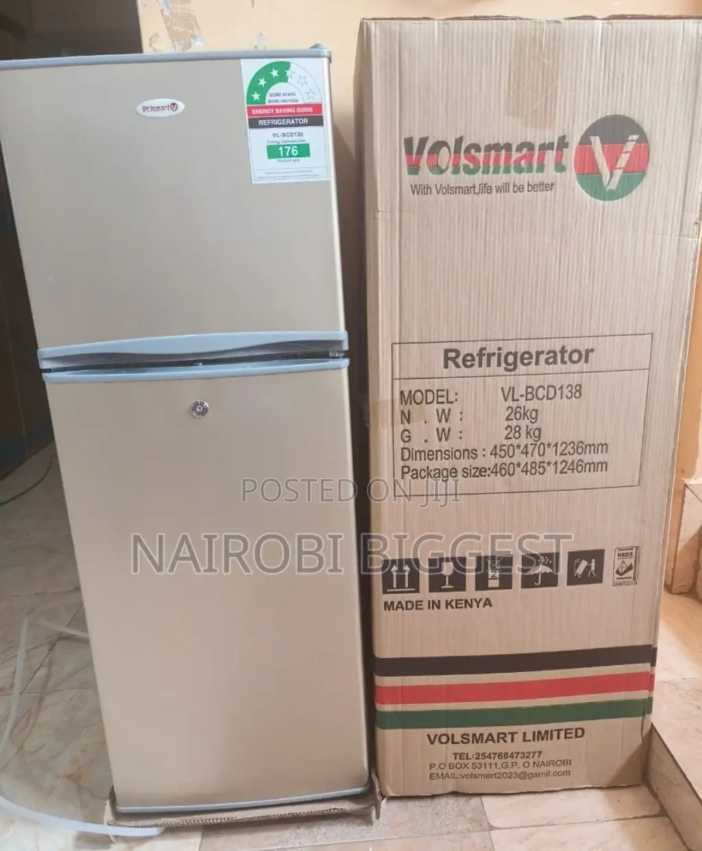 Volsmart 138litres Double Door Fridge