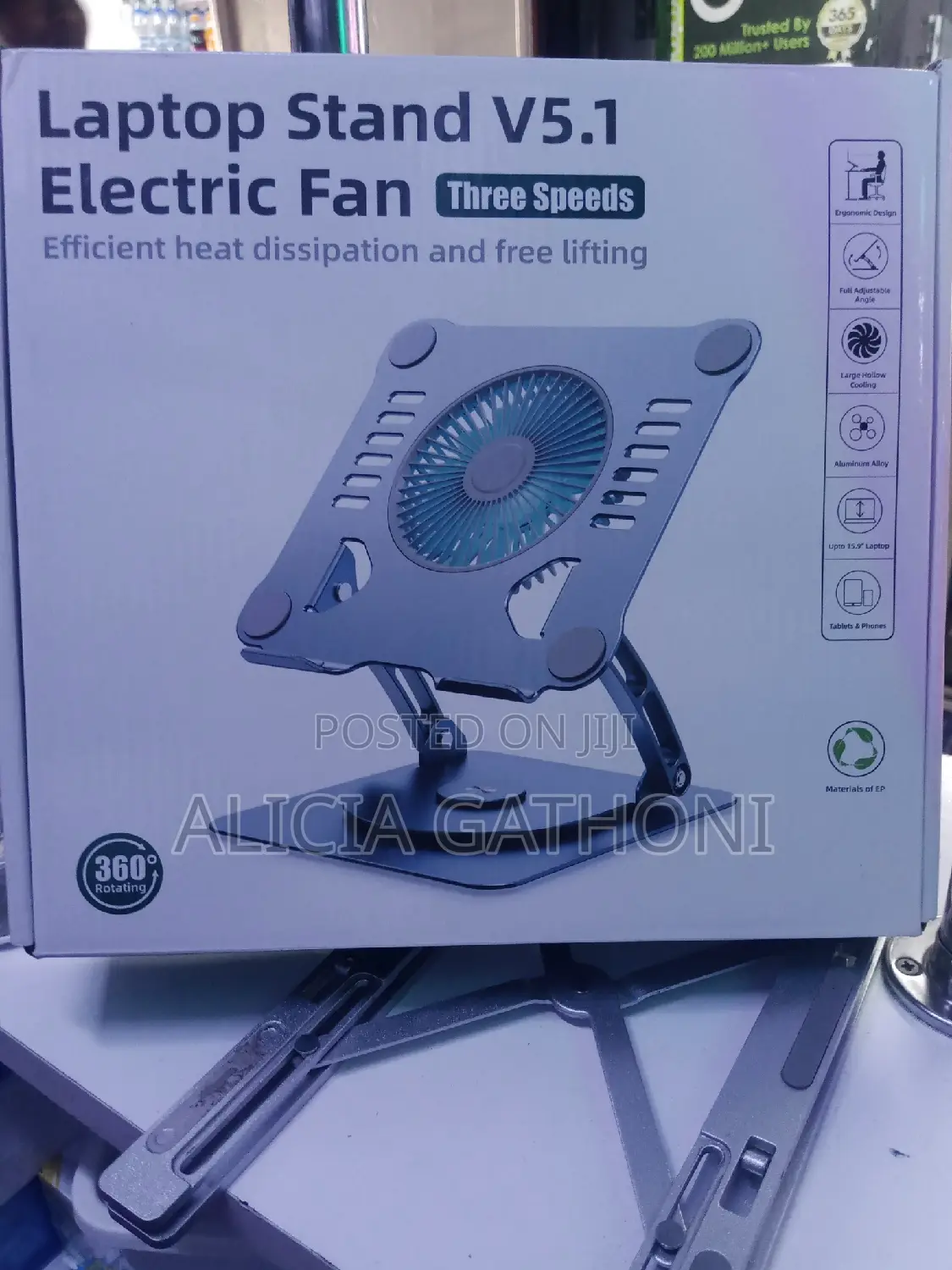 Laptop Stand V5.1 With Electric Fan Rotating 360degrees