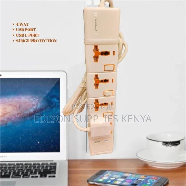 Extension Cable 4 Way With Usb C, Surge Protection Multiplug