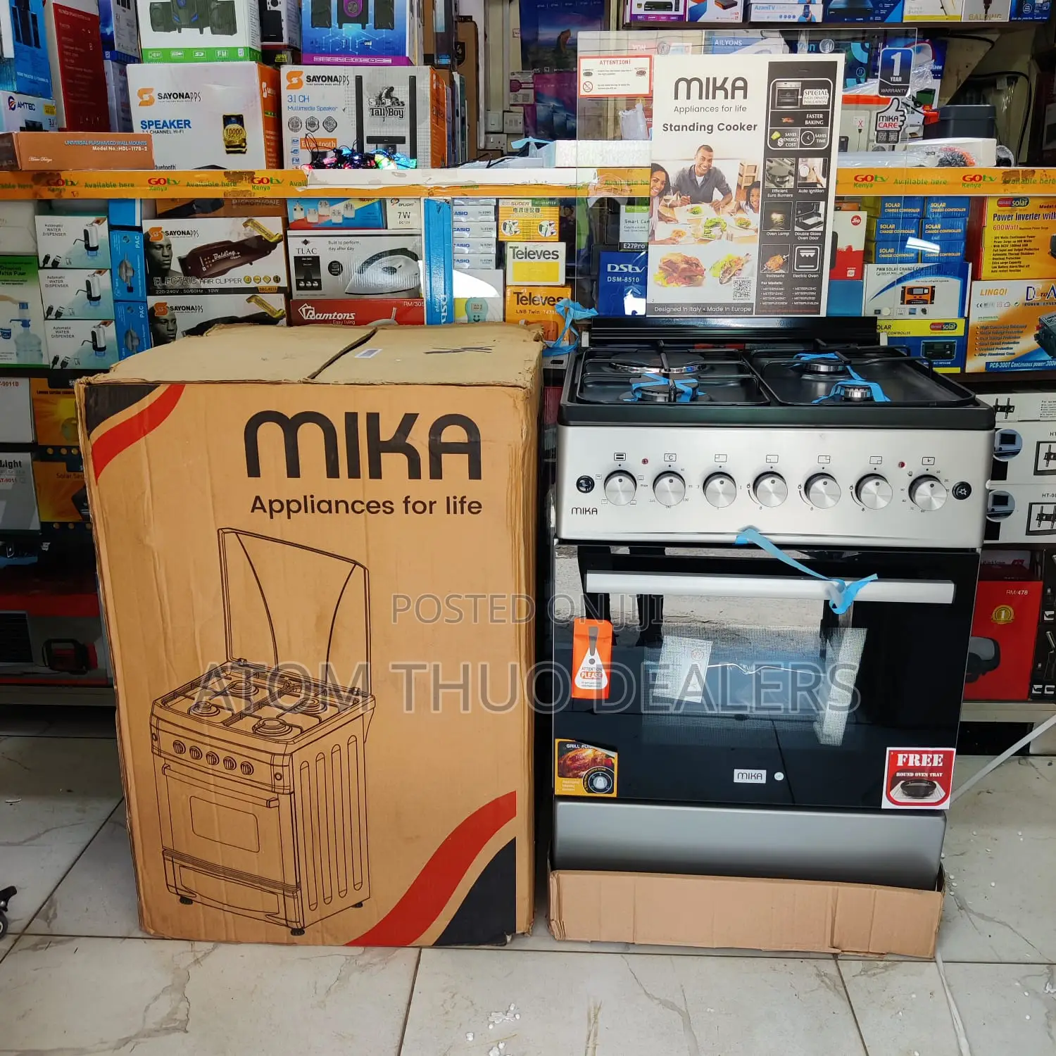 *Mika Standing Cooker 3G+1E, 60*60cm, Electric Oven,.