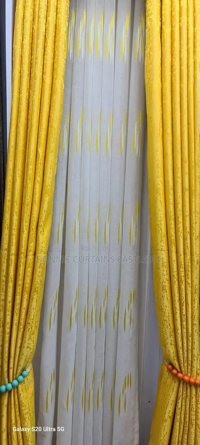 Yellow Mixed White Curtains