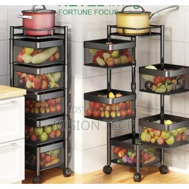 Fruits/Kitchen Rotating Storage Rack With Wheels