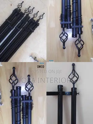 2m Single Extendable Black Drapery Curtain Rods