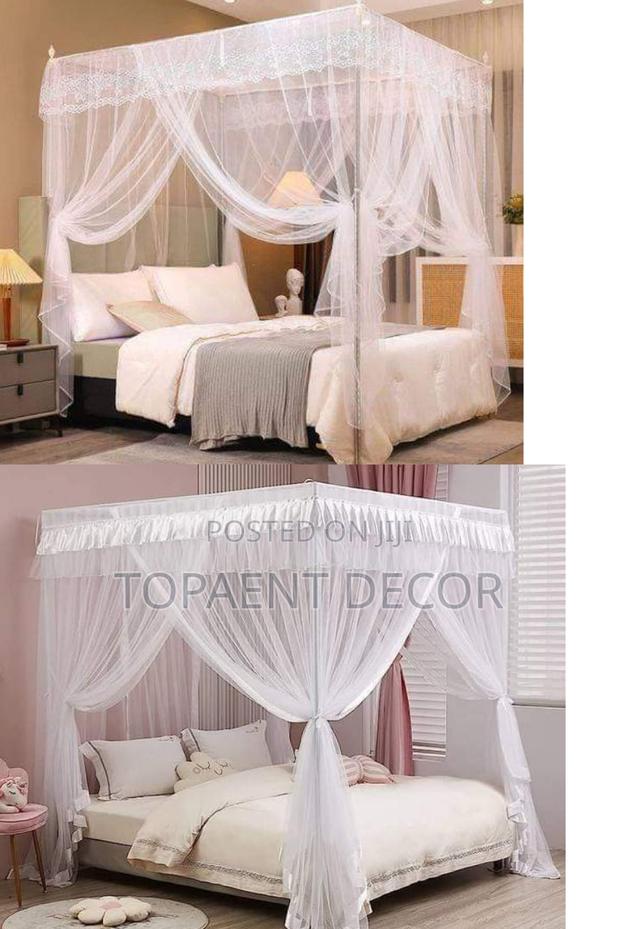 4 Stand White Mosquito Bed Nets - main view