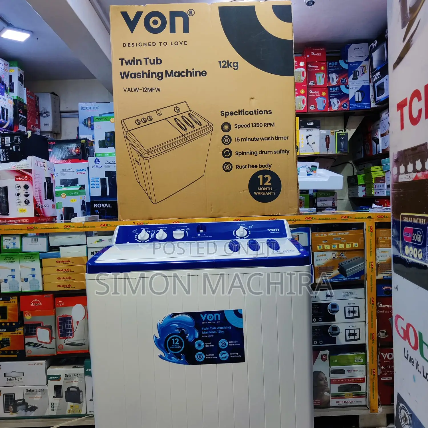 Von 12kg Twin Tub Washing Machine