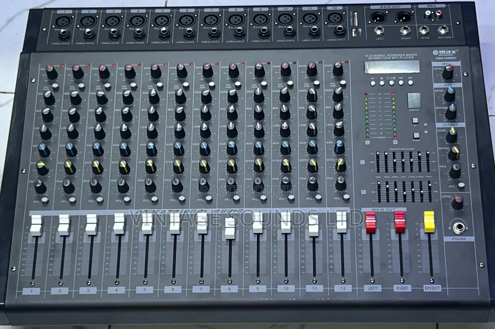 Max Audio Pmx12-12 Channel Powered Mixer Amplifier