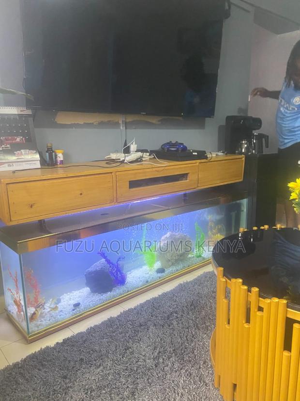 Golden Tv Stand Aquarium -Gold
