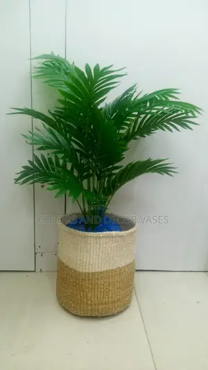 Basket, Palm Tree and Pebble White Stones