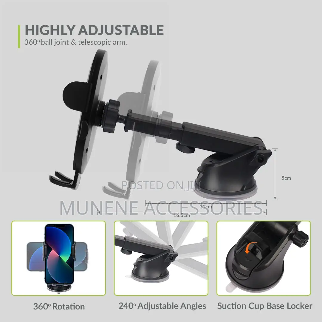Car Suction Cup Phone Holder Long Mount Dashboard Windshield