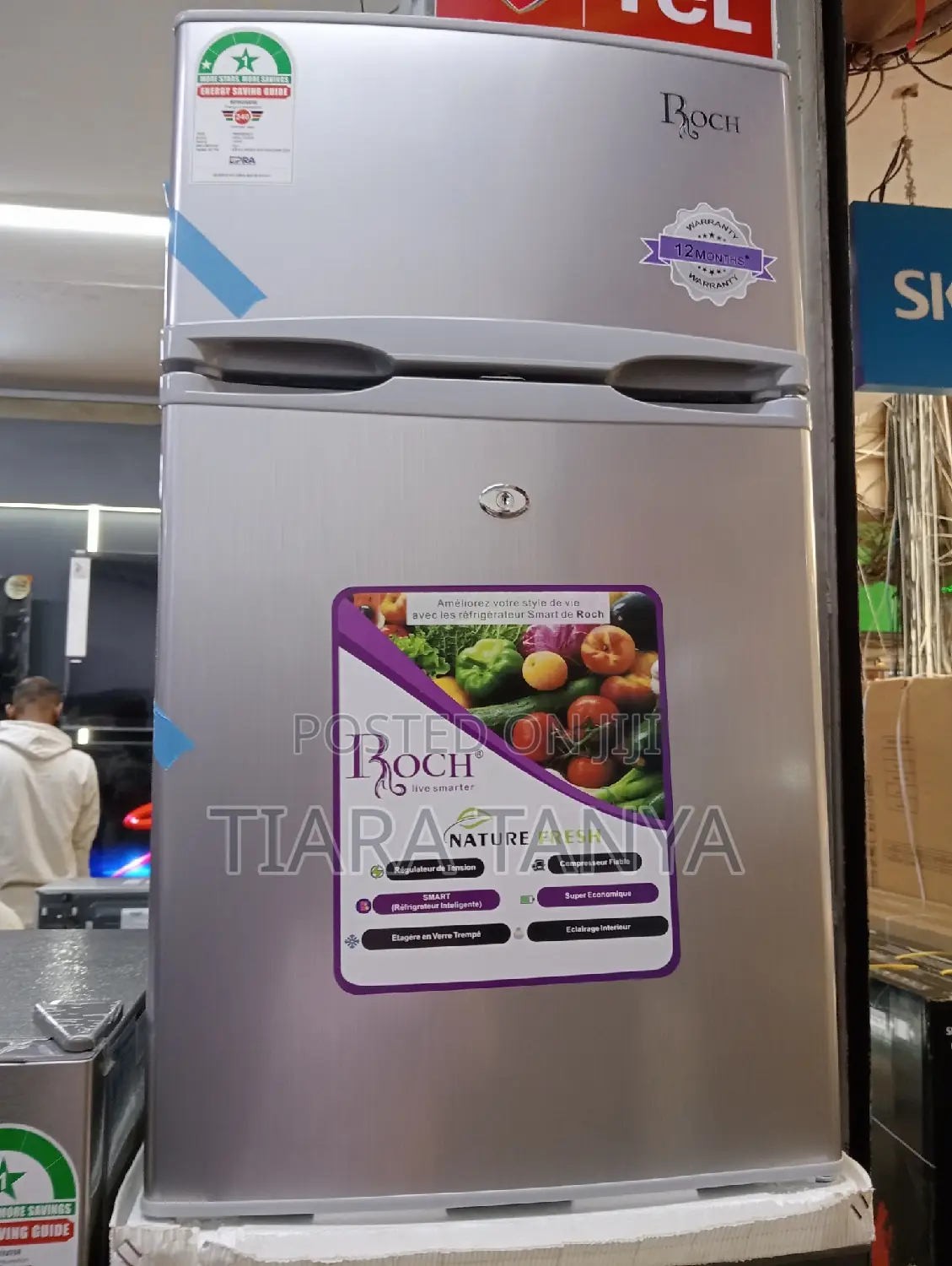 Roch RFR-110d-B Double Door Fridge, 85l - Silver