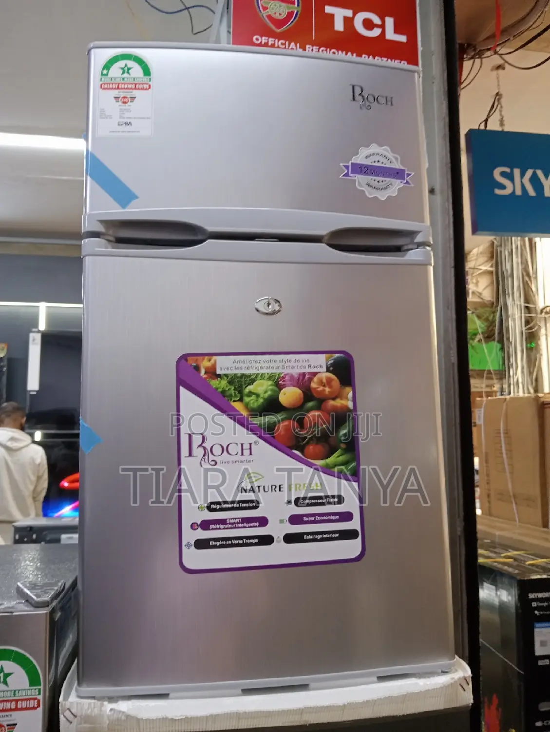 Roch RFR-110d-B Double Door Fridge, 85l - Silver