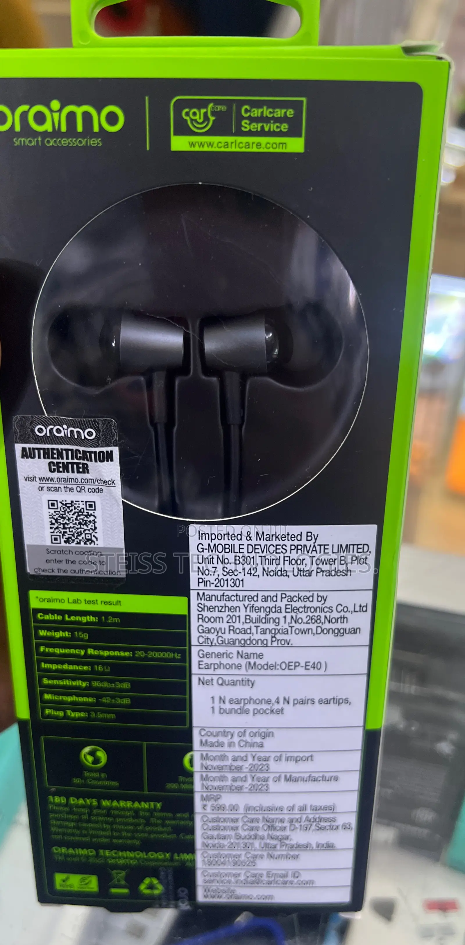 Trumpet 3 Oraimo Earphones.