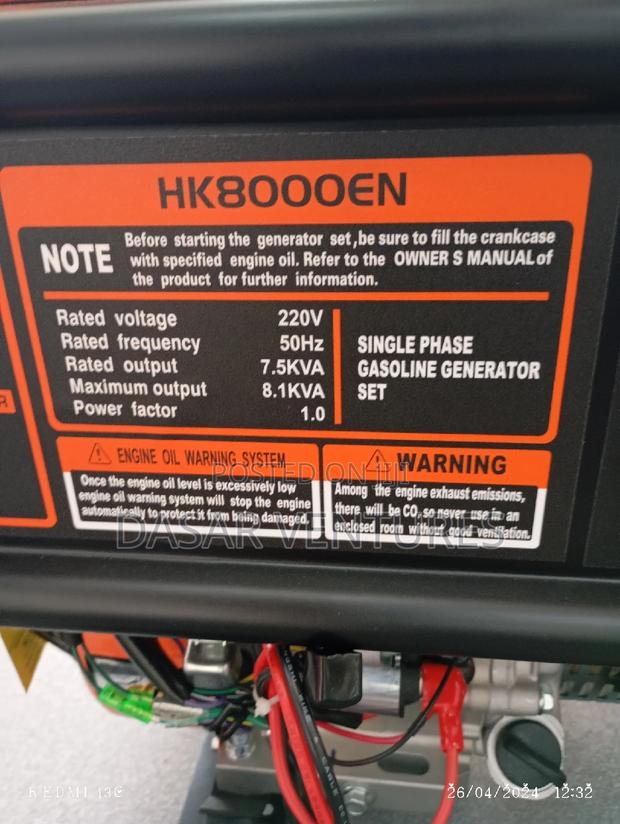 Generator - Hk 8000en 8.1kva - thumbnail 2