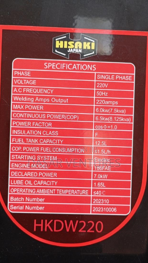 Hisaki Welding Generator 8kva - 220amps - thumbnail 2