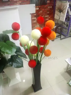 Wooden Vase and Coloured Balls