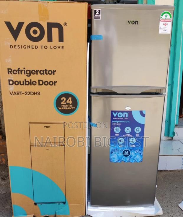 Von 138litres Double Door Fridge - main view