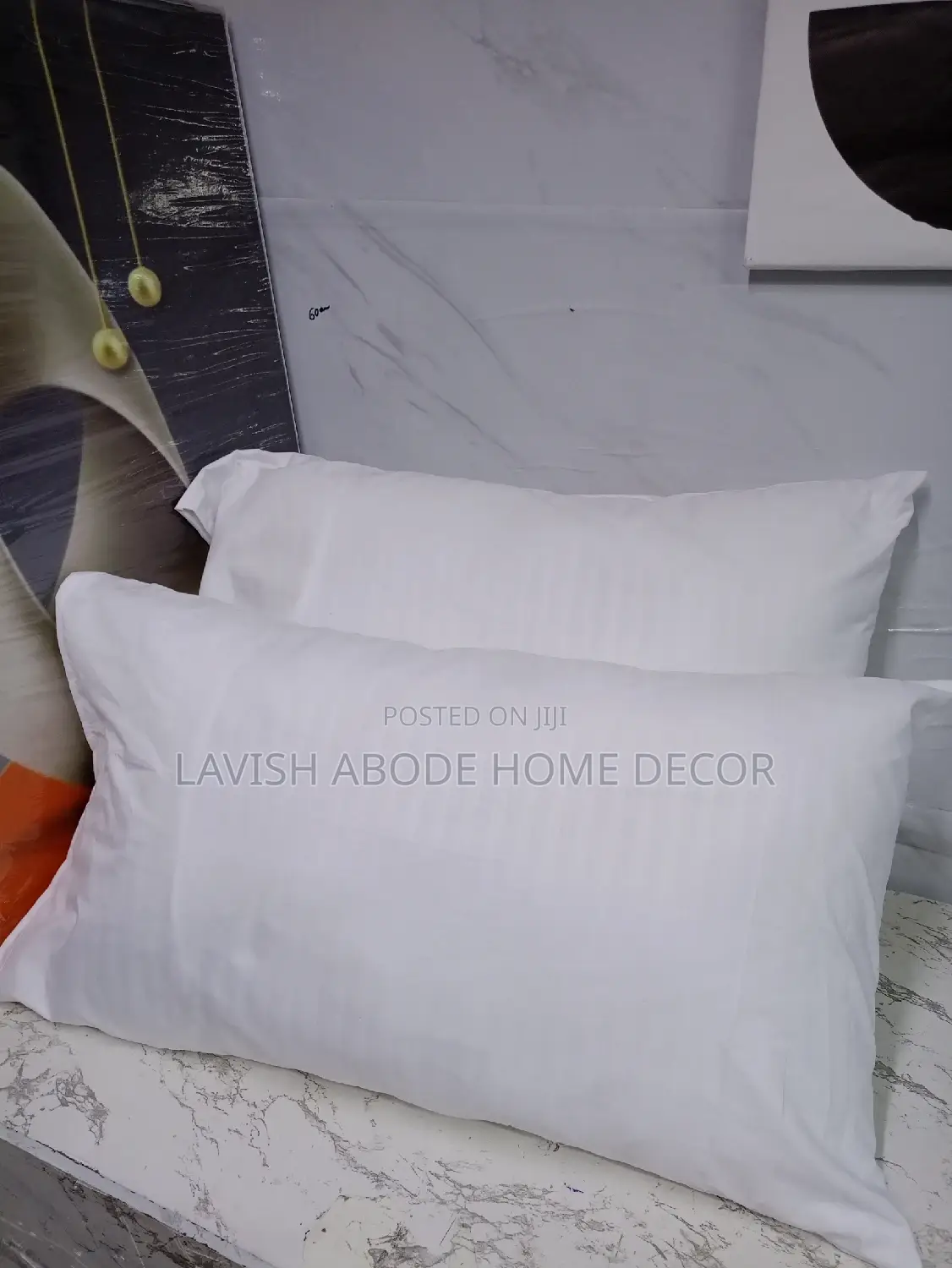 (White) Stripped Bed Pillow Cases/ Covers