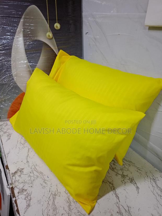 (Yellow) Stripped Bed Pillow Cases/ Covers a Pair