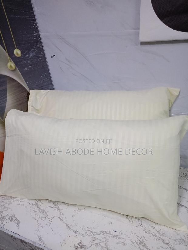 (Cream) Stripped Bed Pillow Cases/ Covers a Pair - thumbnail 2