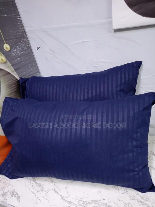 (Navy Blue) Stripped Bed Pillow Cases/ Covers a Pair - thumbnail 2